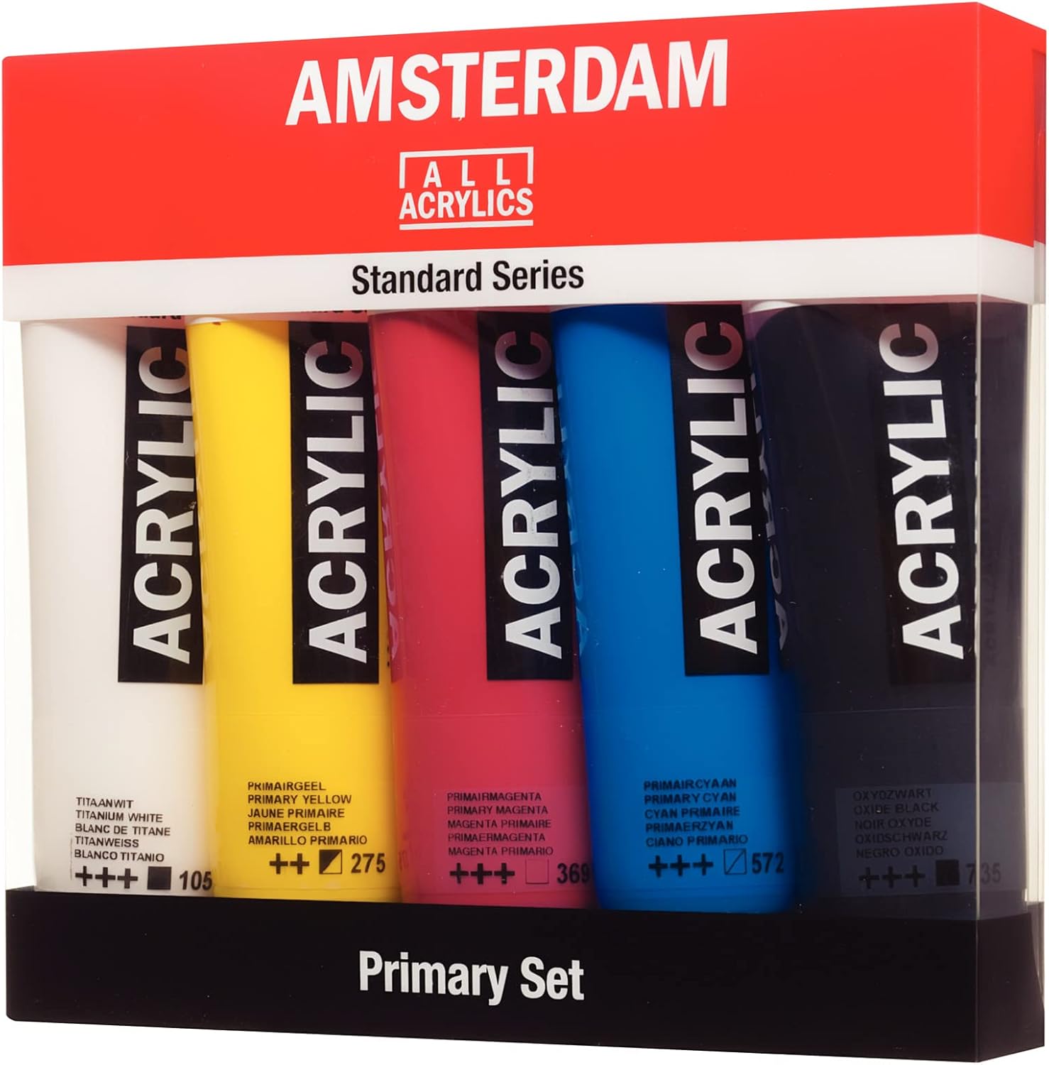 Amsterdam Standard Series acrylics primary set 5x 120 ml - Image 2