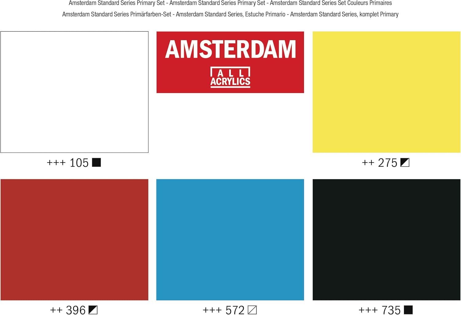 Amsterdam Standard Series acrylics primary set 5x 120 ml - Image 3