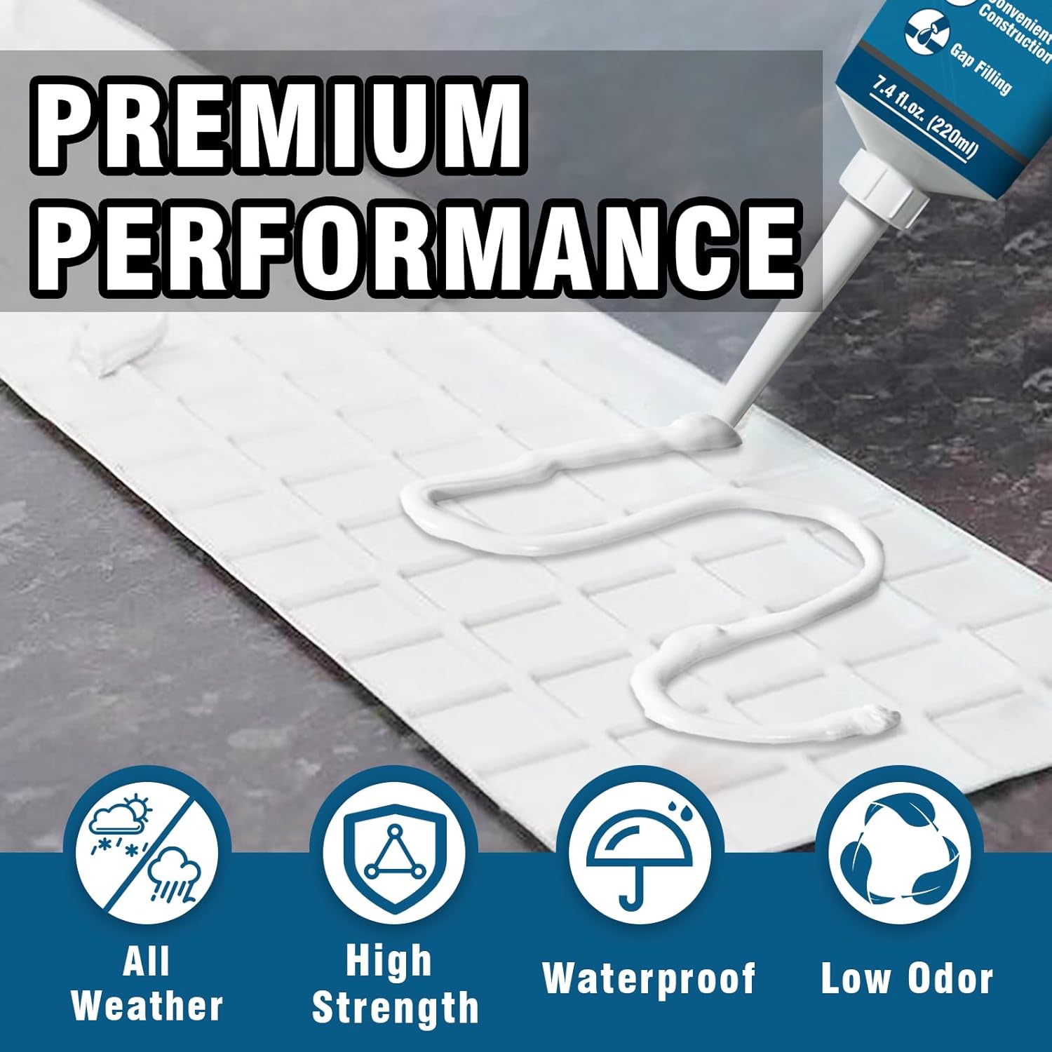 Construction Adhesive Heavy Duty, Cement Glue for Concrete, Floor, Wall, Stone, Wood and More, 7.4 Ounce Tile Squeeze Tube, Suitable for Rough Bonding Surface (220ml*1) - Image 2