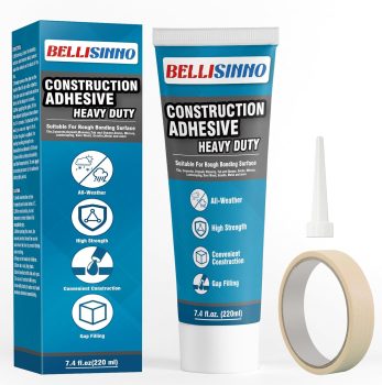 Construction Adhesive Heavy Duty, Cement Glue for Concrete, Floor, Wall, Stone, Wood and More, 7.4 Ounce Tile Squeeze Tube, Suitable for Rough Bonding Surface (220ml*1)