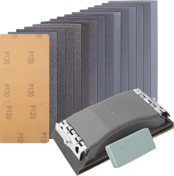 KENDO 44pcs Sandpaper Variety Pack Sandpaper 14 Grits Assorted for Wood Furniture Finishing, Metal Sanding and Automotive Polishing, Wet Dry Sandpaper