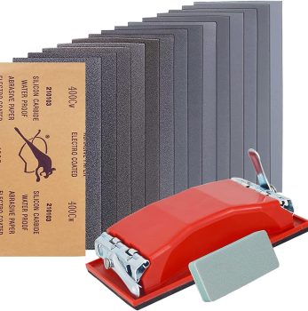 Wet & Dry Sandpaper Set, 42 Sheets of 120 to 3000 grit Sandpaper with Sanding Block Sander,for Wood Furniture Finishing Metal Automotive Sanding Polish